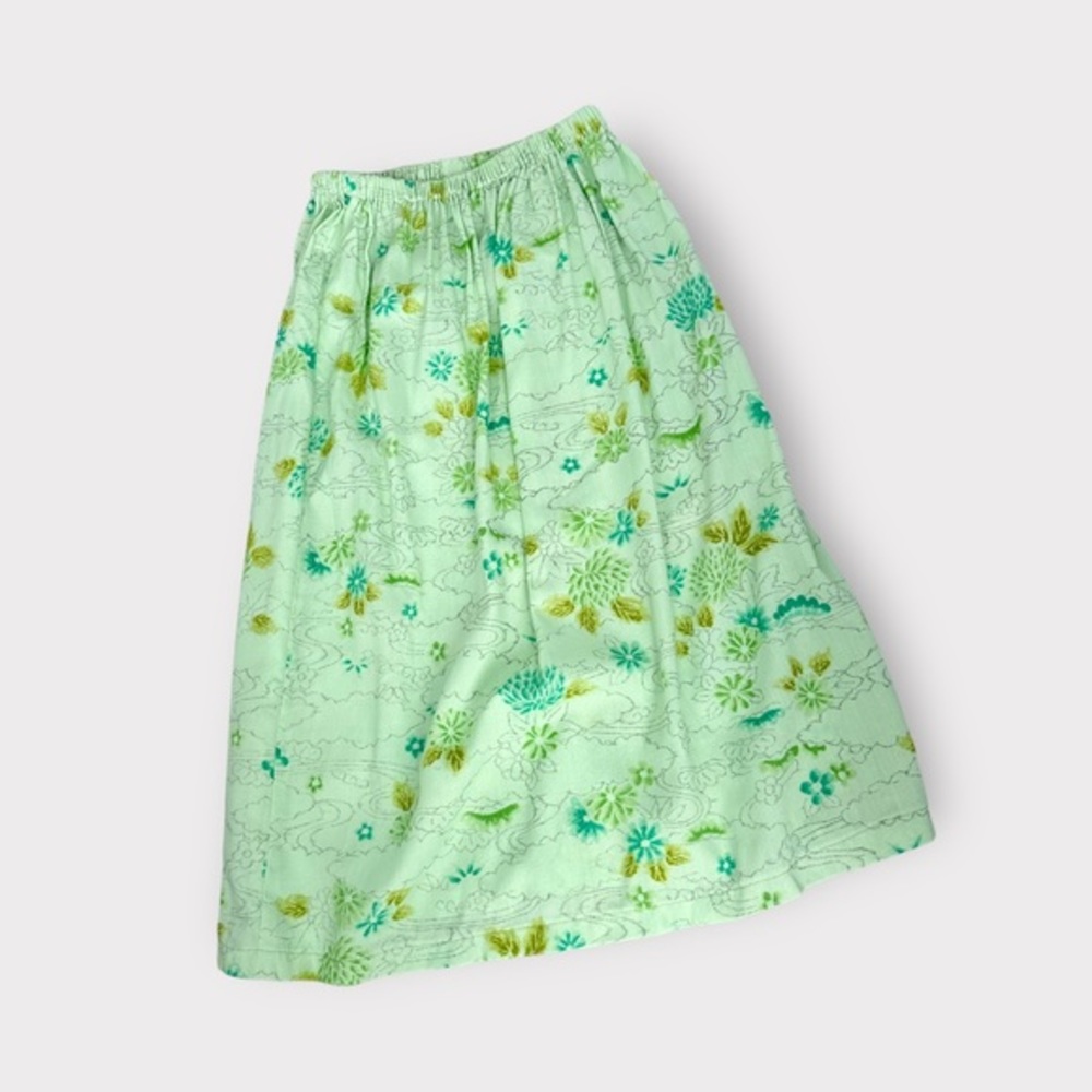 Vintage 1970’s green, home sewn, cottagecore, floral, spring, feminine, skirt - Picture 3 of 6